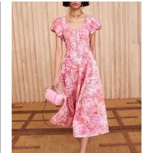 Ulla Johnson Pink Floral A-Line Skirt